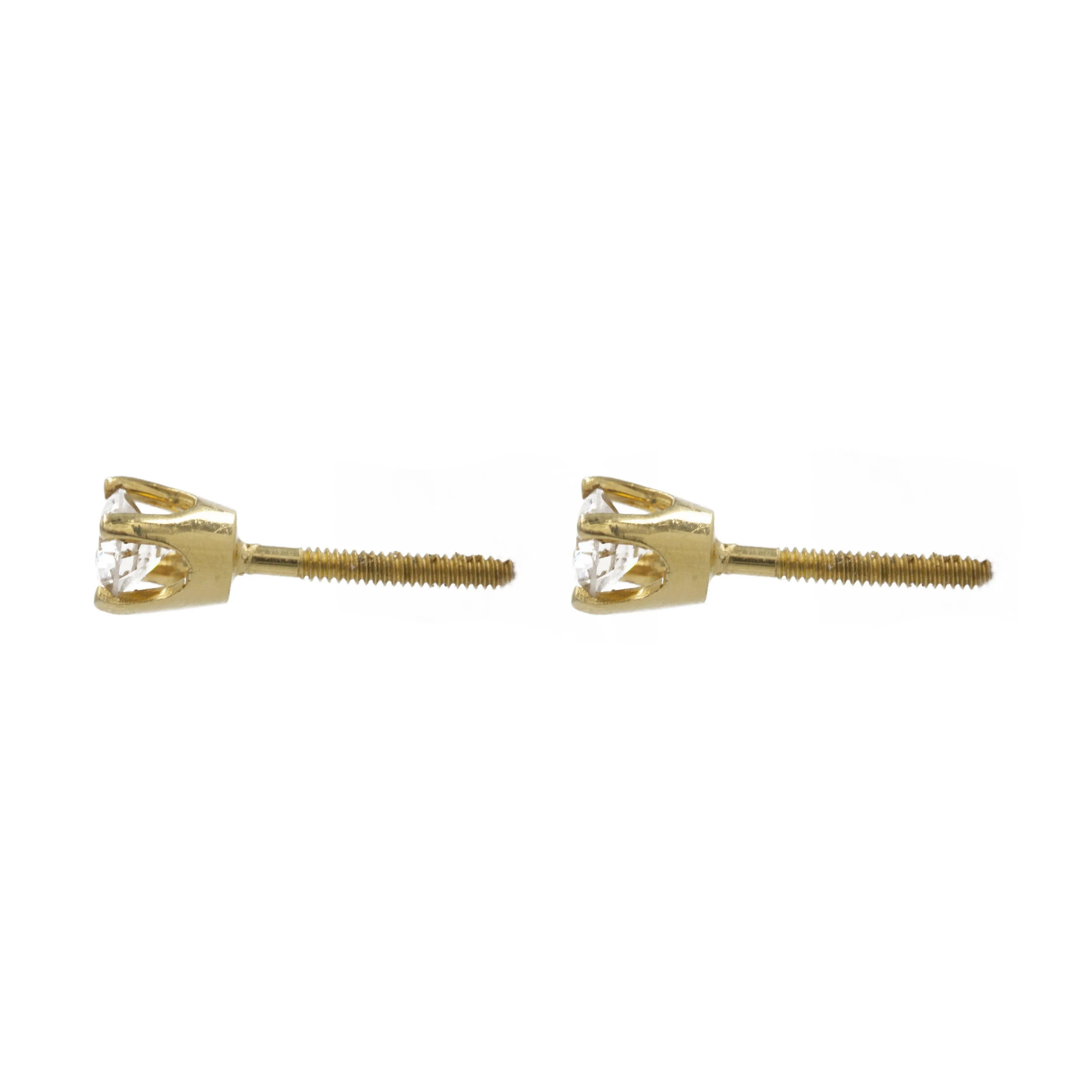 0.4 ct Diamond solitare stud earrings in 18k yellow gold