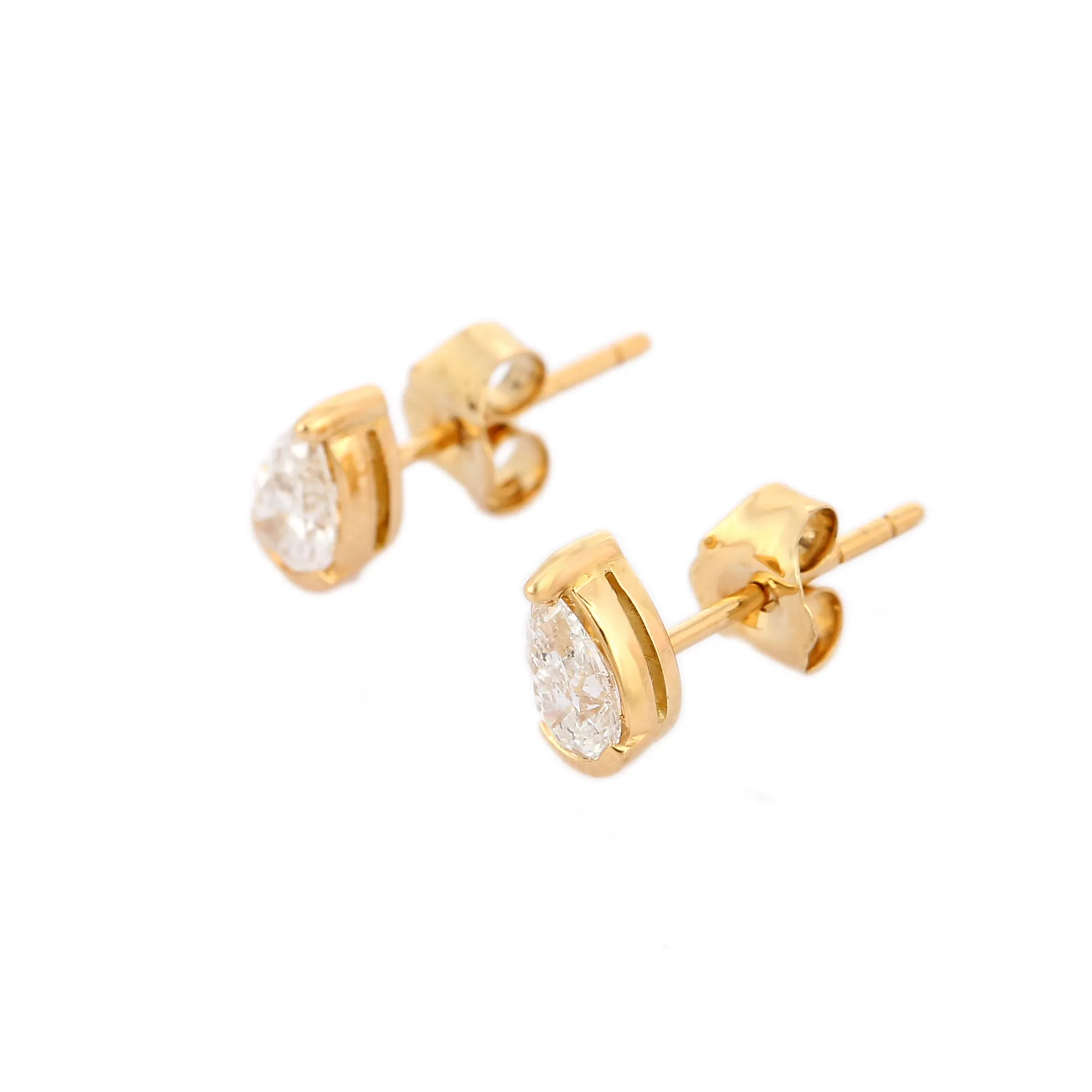 18K Yellow Gold Pear Cut Diamond Studs