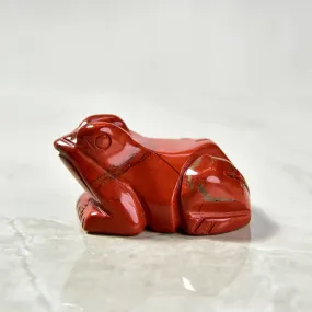 2 Red Jasper Frog Natural Gemstone Carving