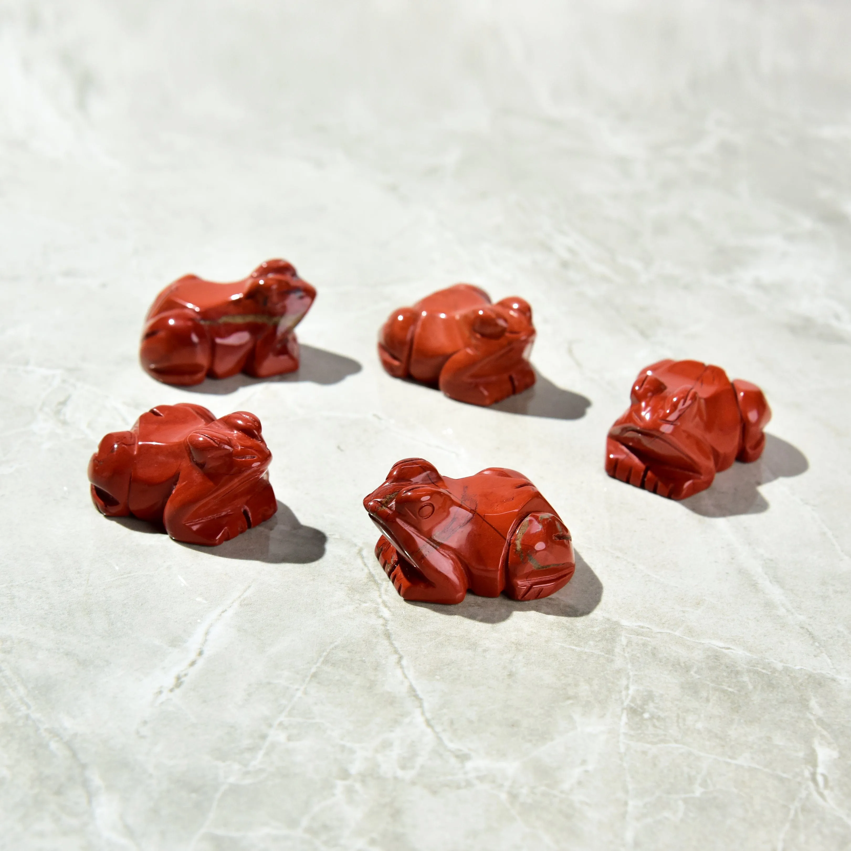 2 Red Jasper Frog Natural Gemstone Carving