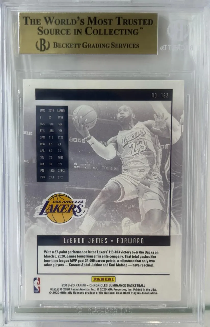 2019-20Lebron James Panini Chronicles Luminance - BGS 9.5