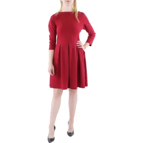 24seven Comfort Apparel Womens Pleated 3/4 Sleeve Fit & Flare Dress