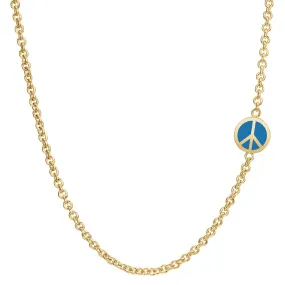 2mm Gold Enamel Peace Sign Chain