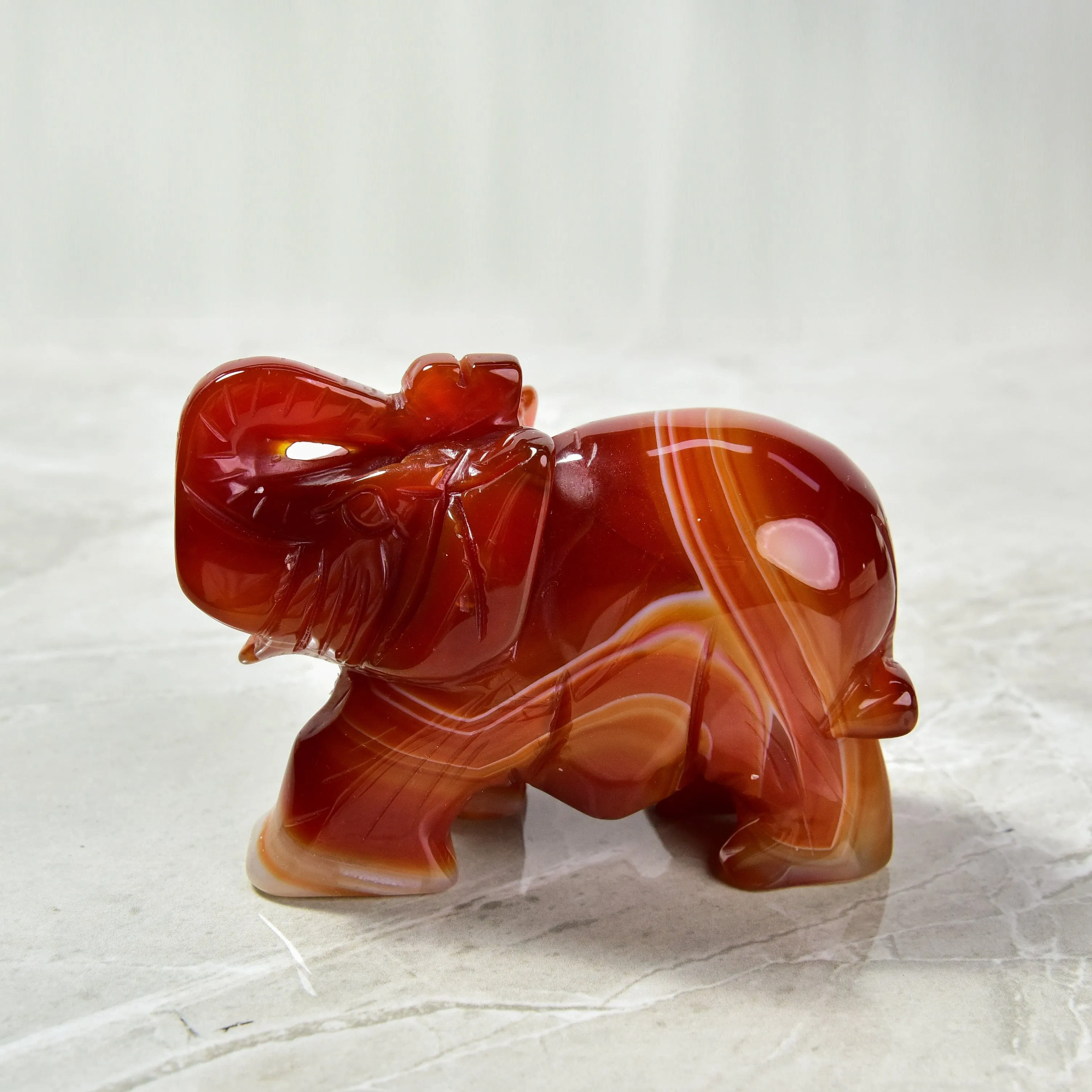 4 Red Jasper Elephant Natural Gemstone Carving