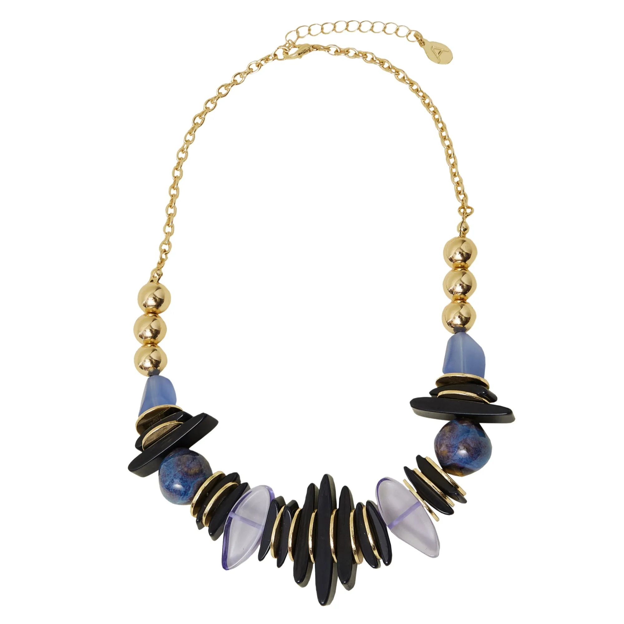 Accessorize London Women's Blue Mixed Disc Statement Necklace