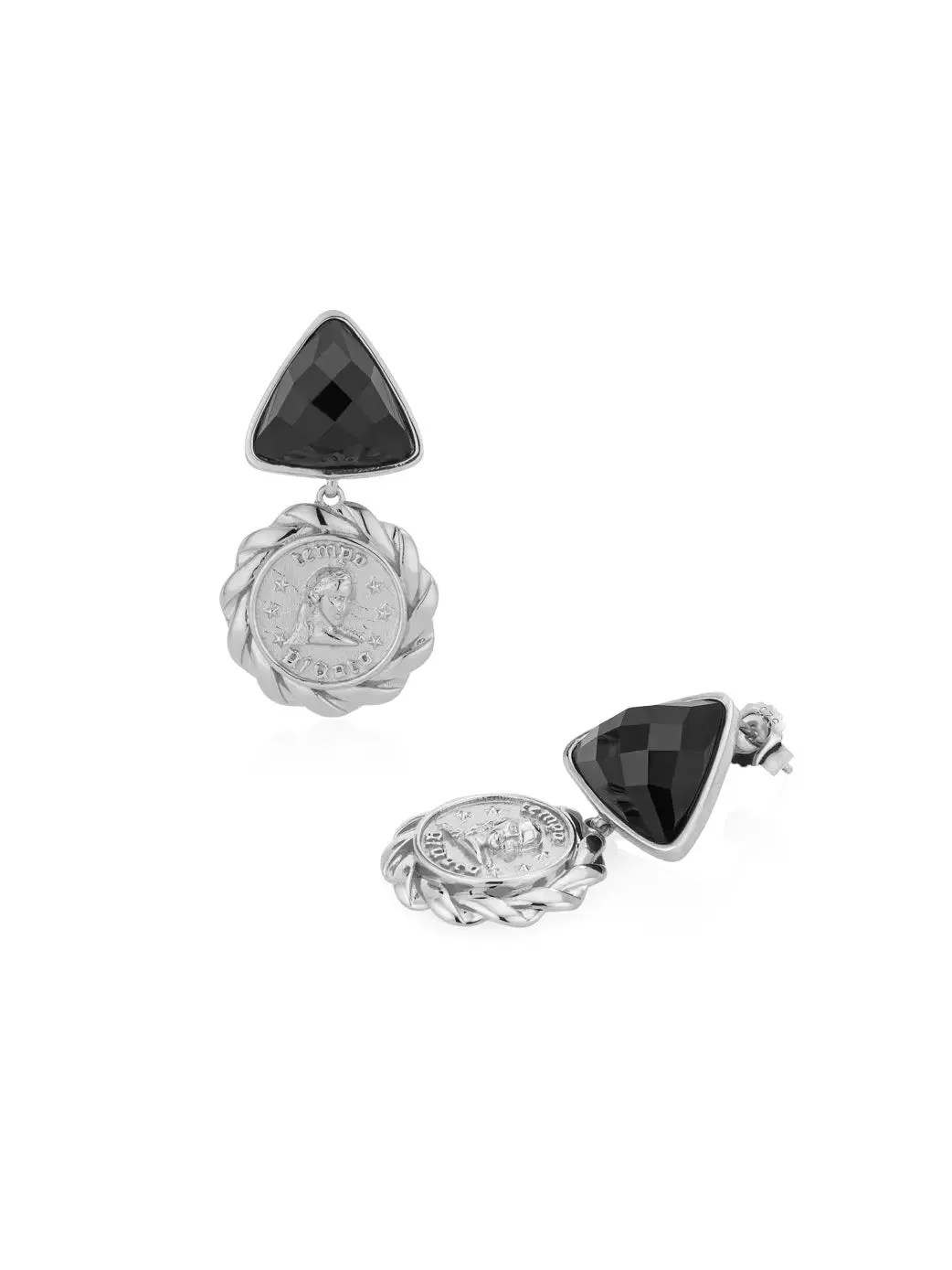 AGATE EIRENE COIN EARRINGS - Silver