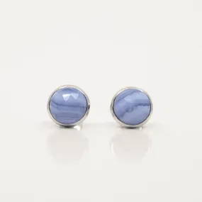 Ajei Faceted Stud Earrings Blue Lace Agate