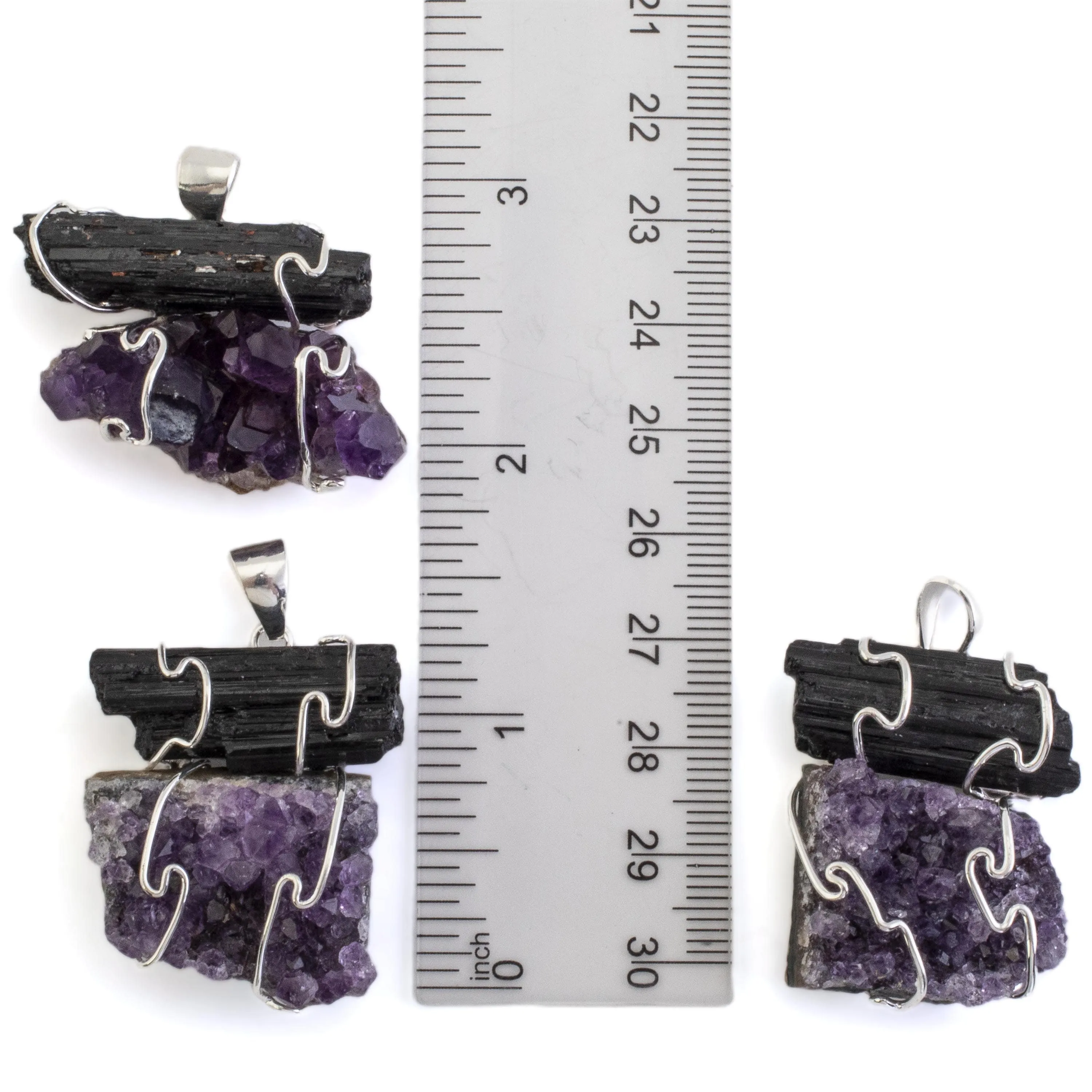 Amethyst and Black Tourmaline Pendnant on Chain