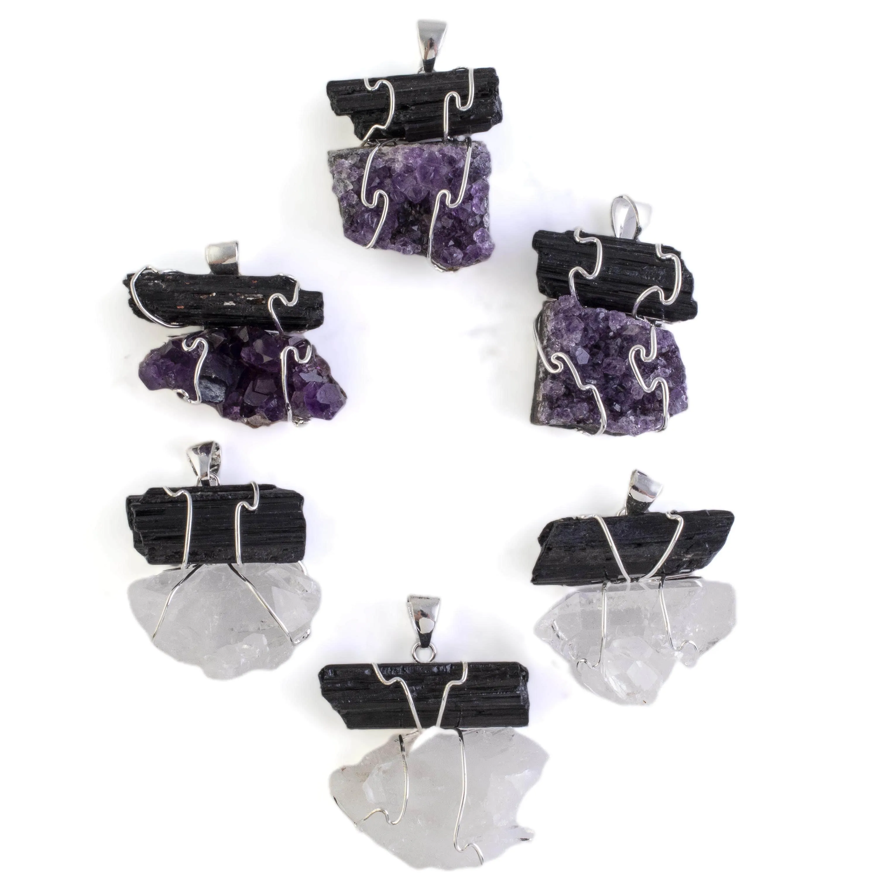 Amethyst and Black Tourmaline Pendnant on Chain