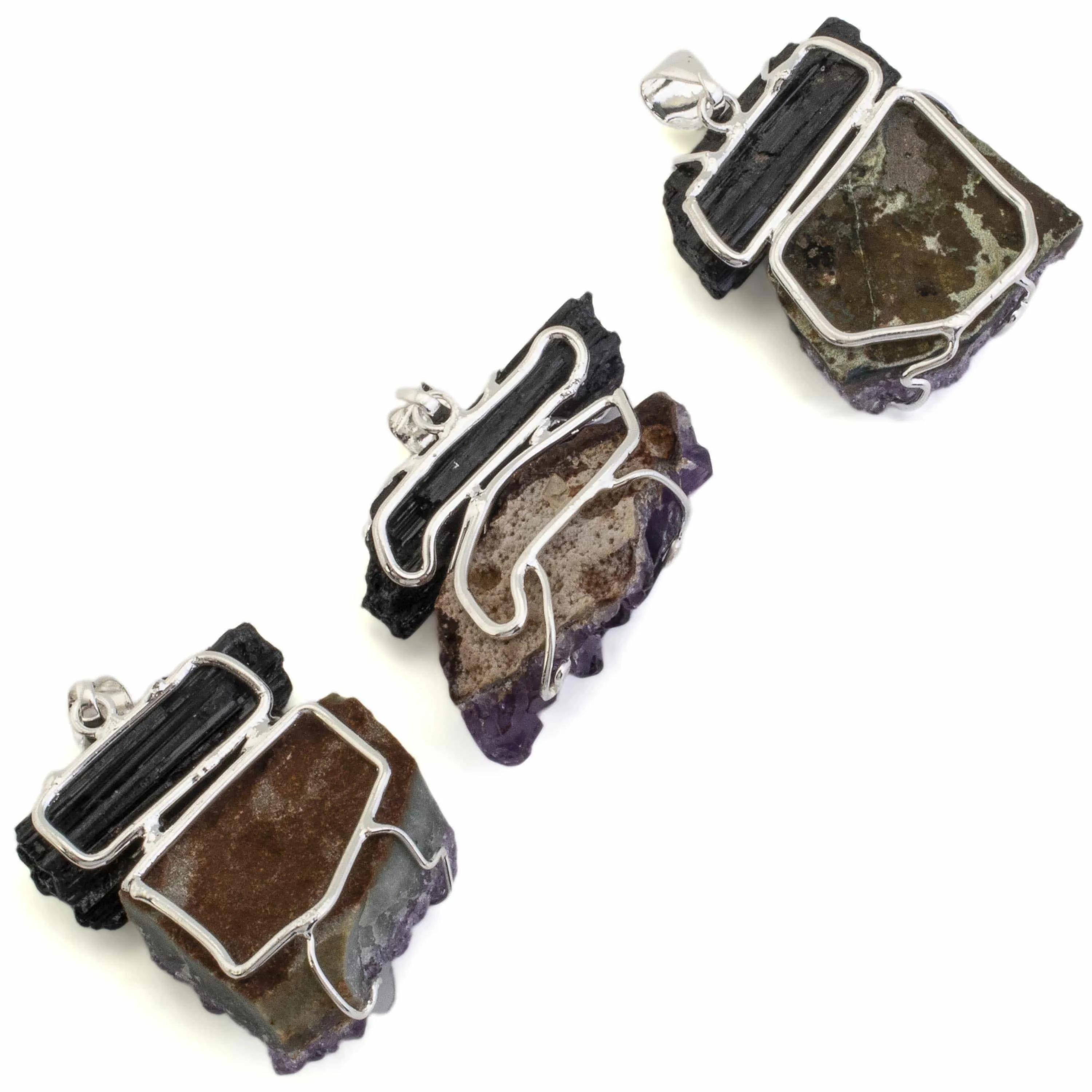 Amethyst and Black Tourmaline Pendnant on Chain