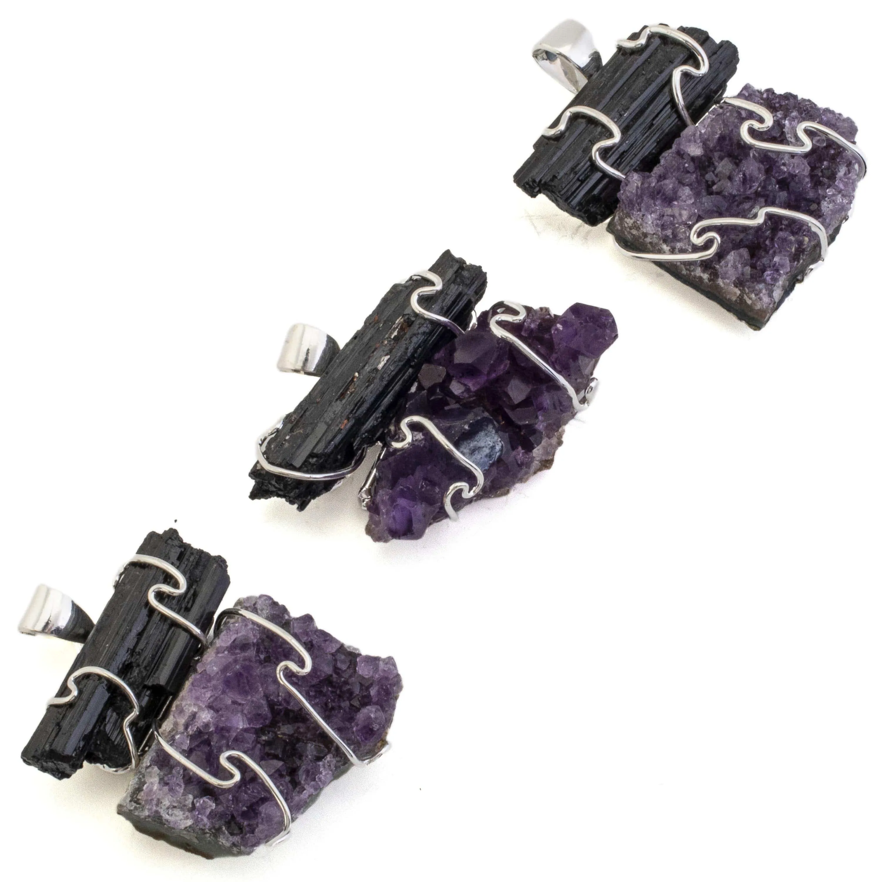 Amethyst and Black Tourmaline Pendnant on Chain