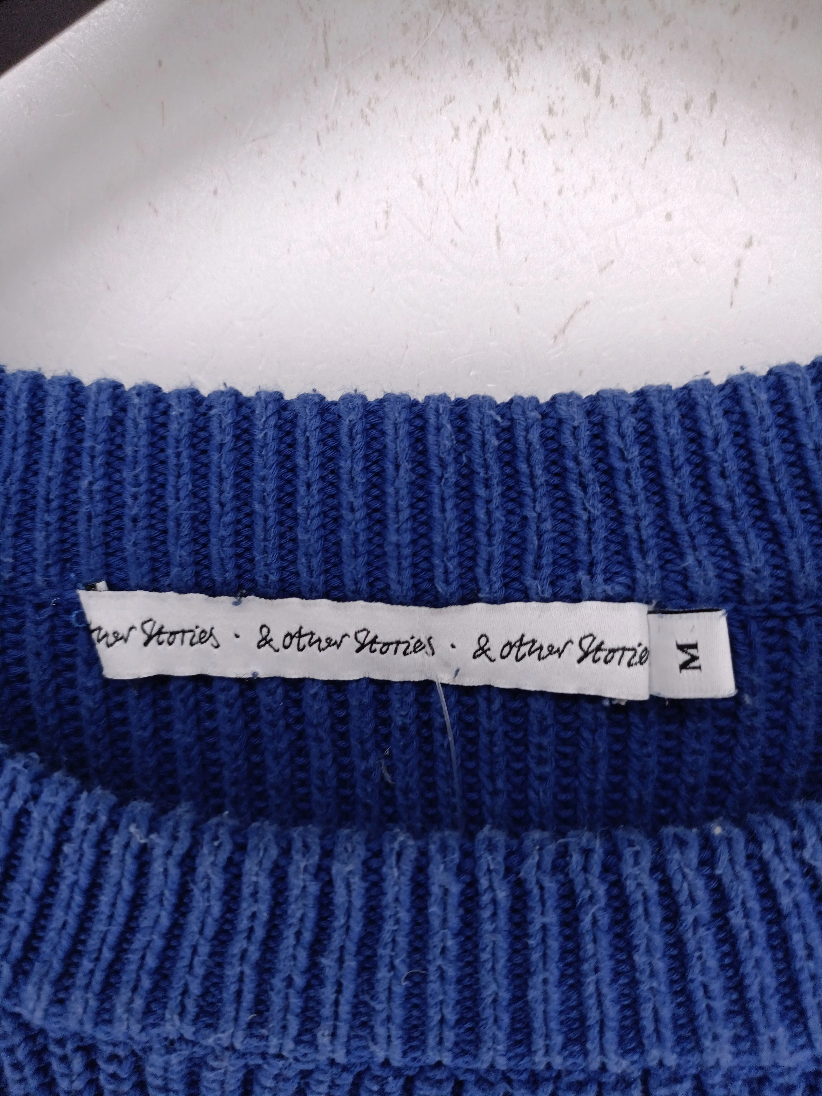 & Other Stories Men's Jumper M Blue 100% Cotton