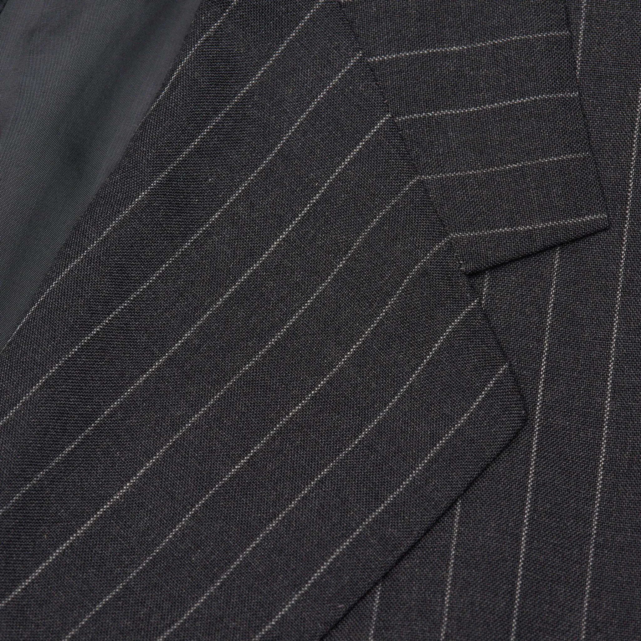 ANDERSON & SHEPPARD Savile Row Bespoke Gray Striped Wool-Mohair Suit US 44