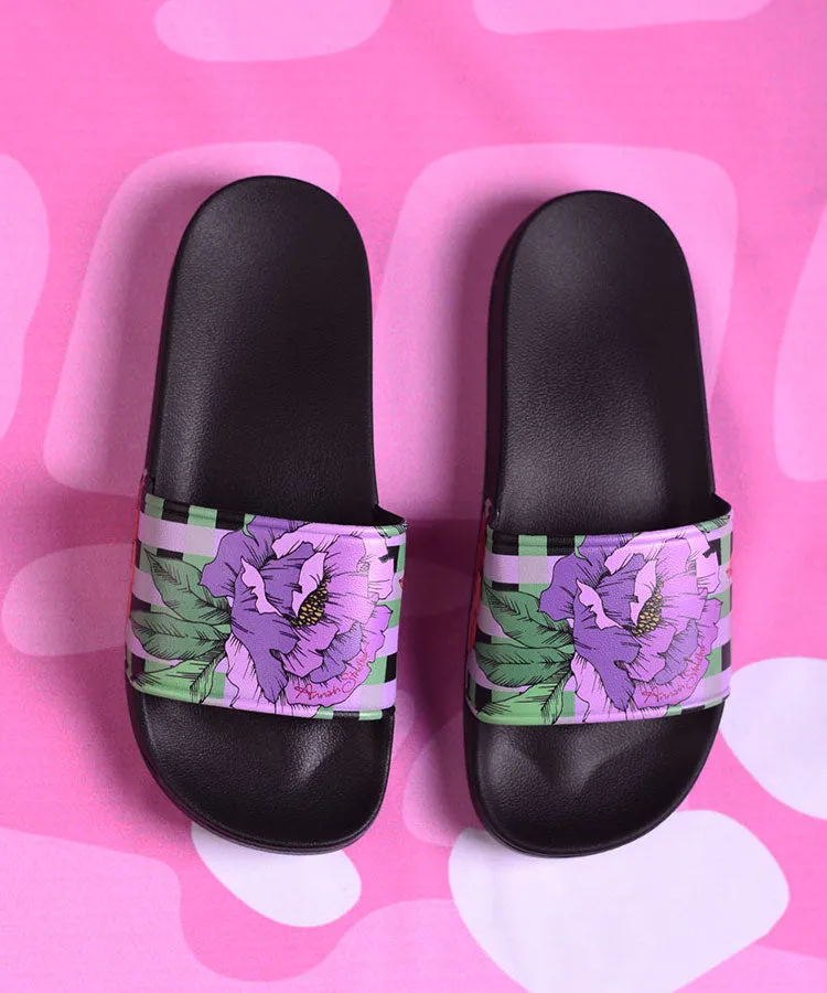 Annah Stretton Floral Gingham Slides