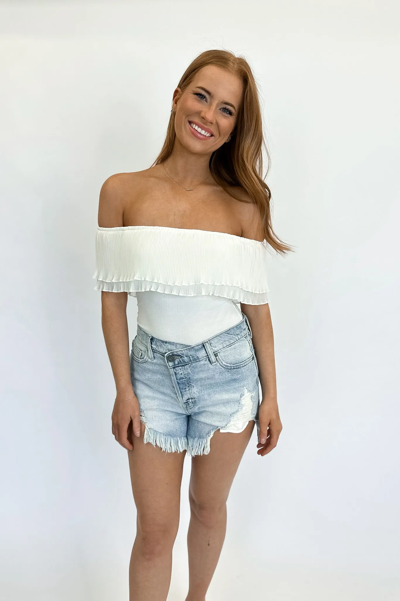 Anni Pleated Bodysuit White