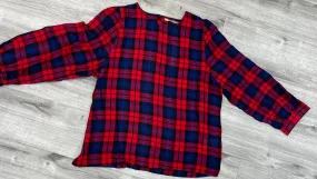 Arianna Jewel Neck Red Plaid Top