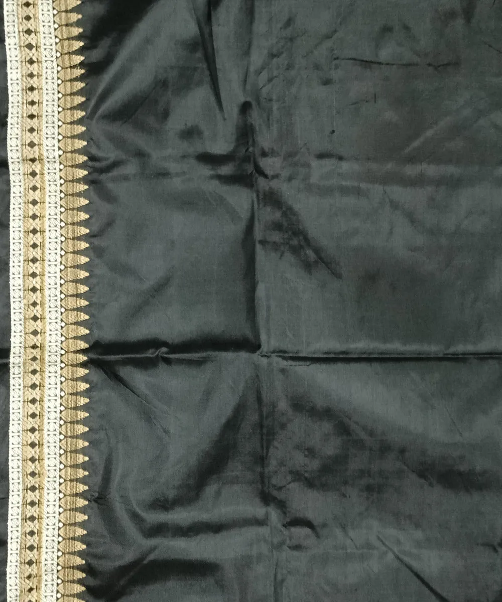 Black grey silk handloom assam mekhela chador