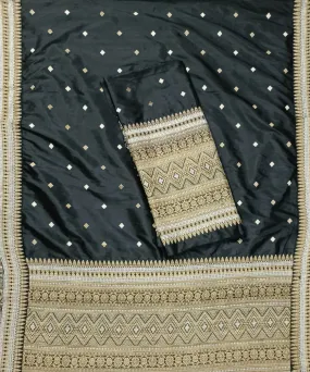 Black grey silk handloom assam mekhela chador