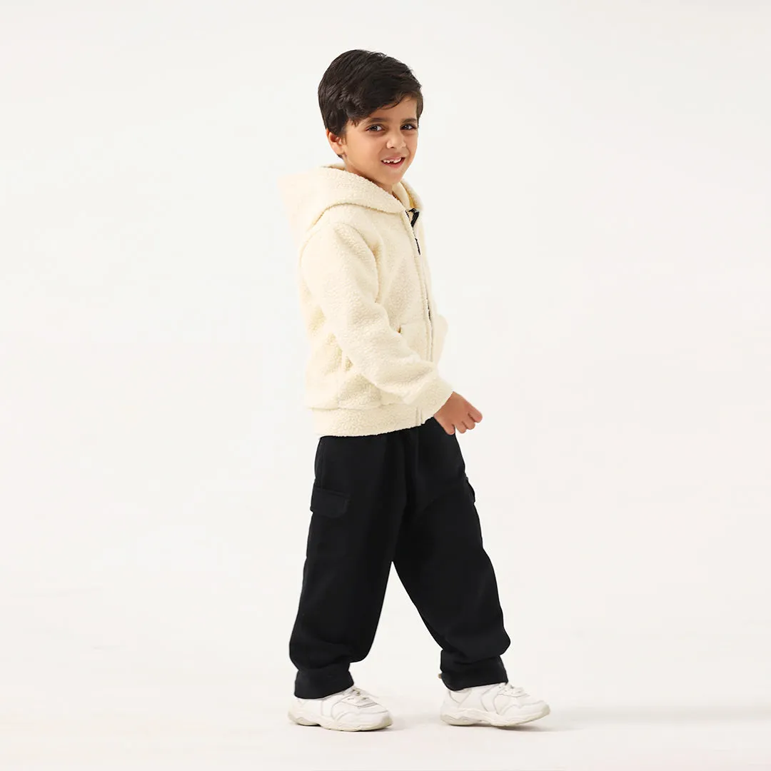 Black Kids Wide Leg Cargo Trouser