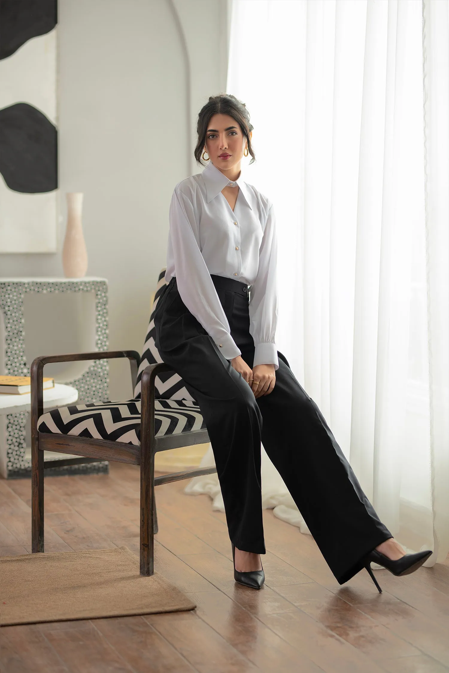 Black Stretchable Long Slacks