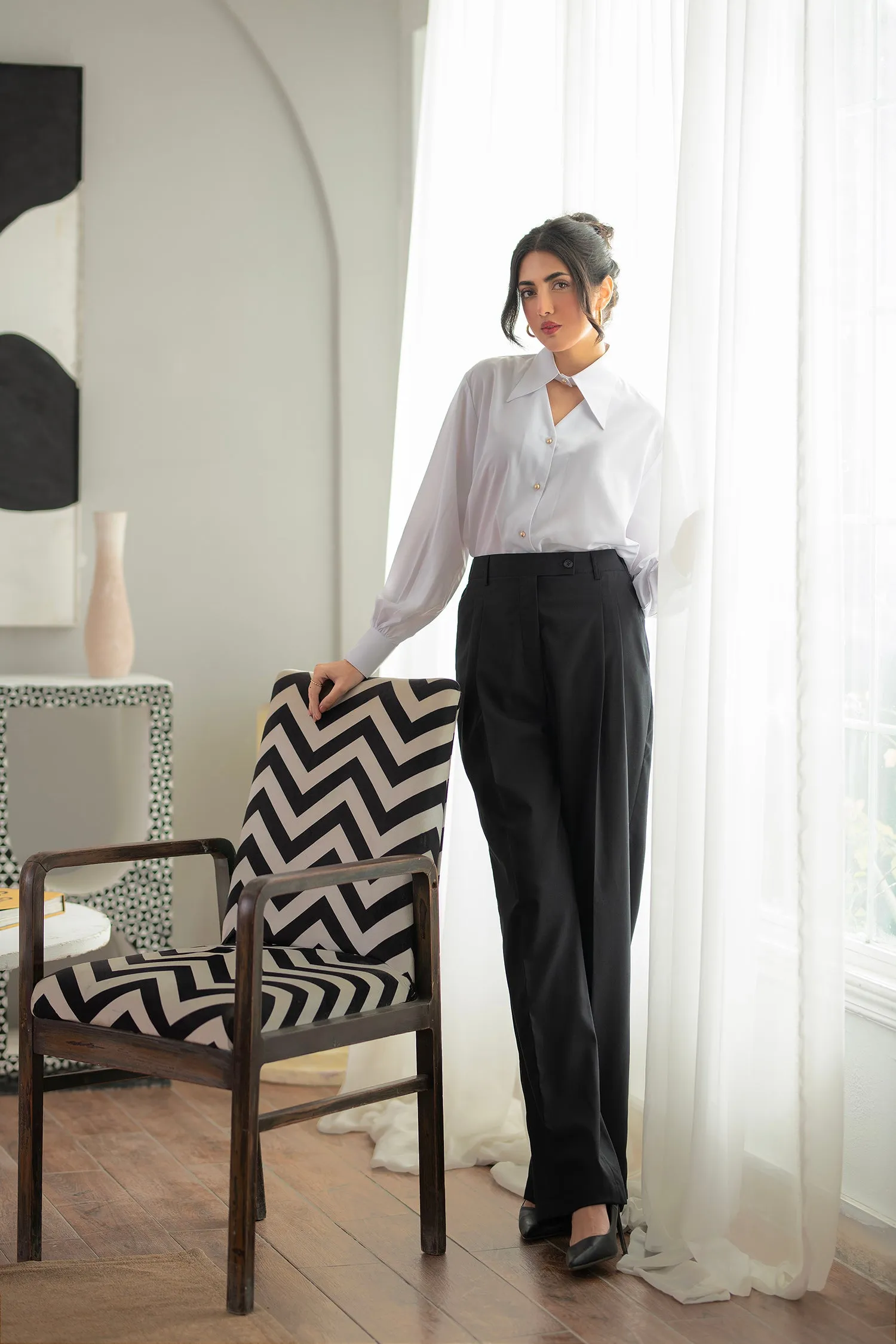 Black Stretchable Long Slacks