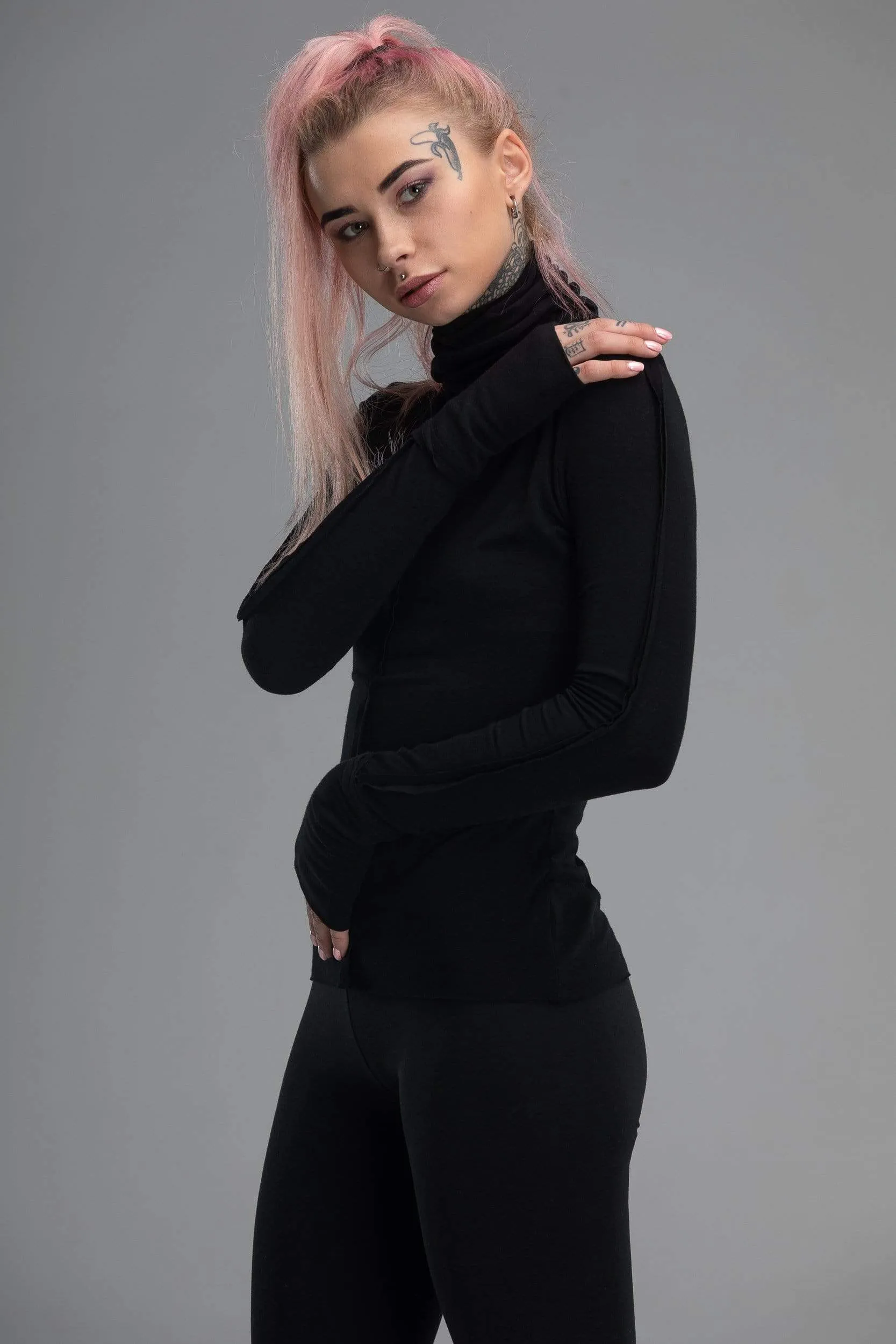 Black turtleneck top