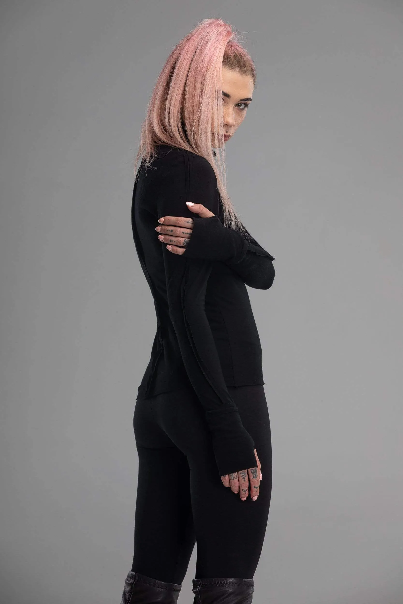 Black turtleneck top