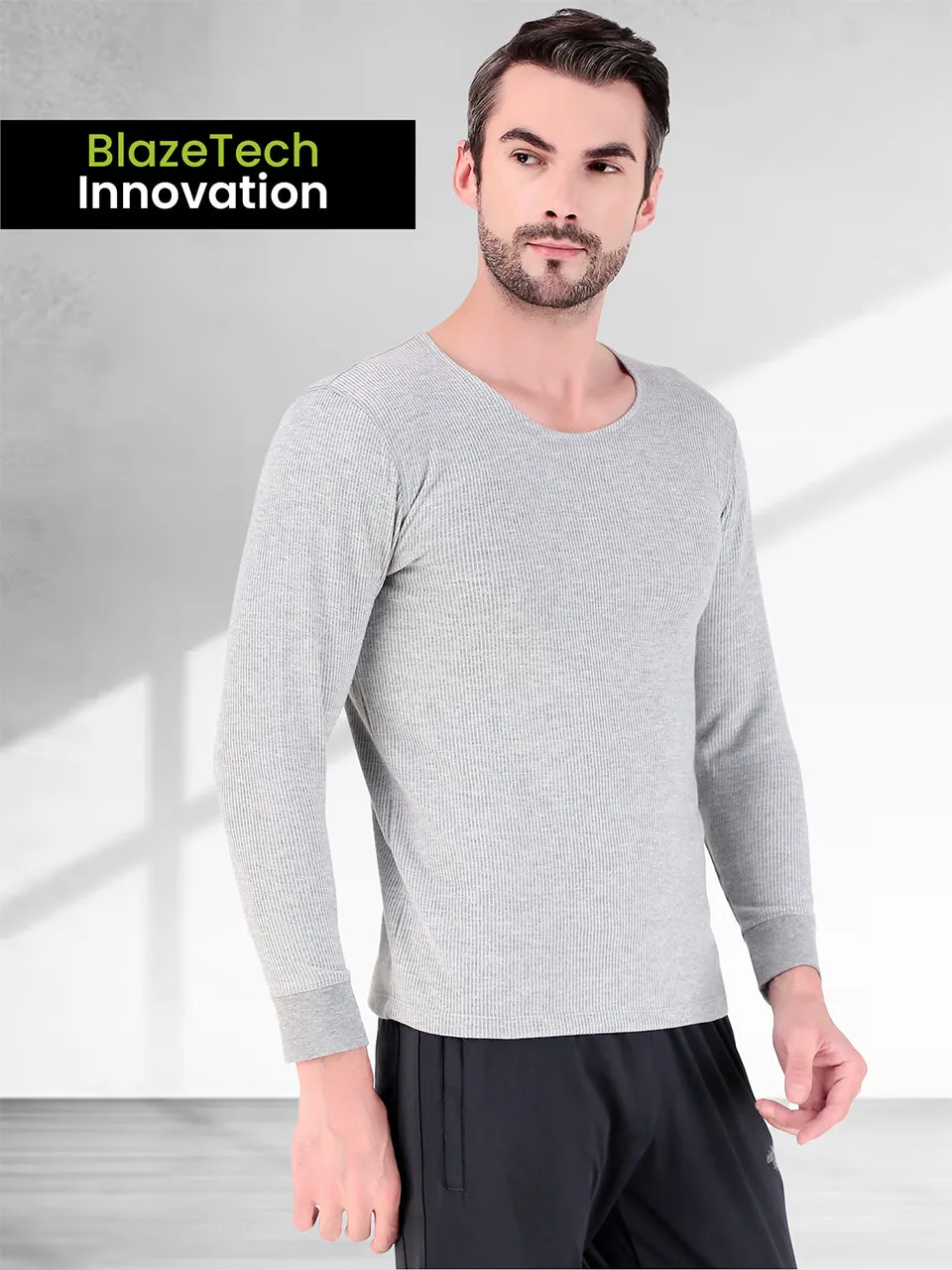 BlazeTech Thermal Vest Full Sleeves | Light Grey