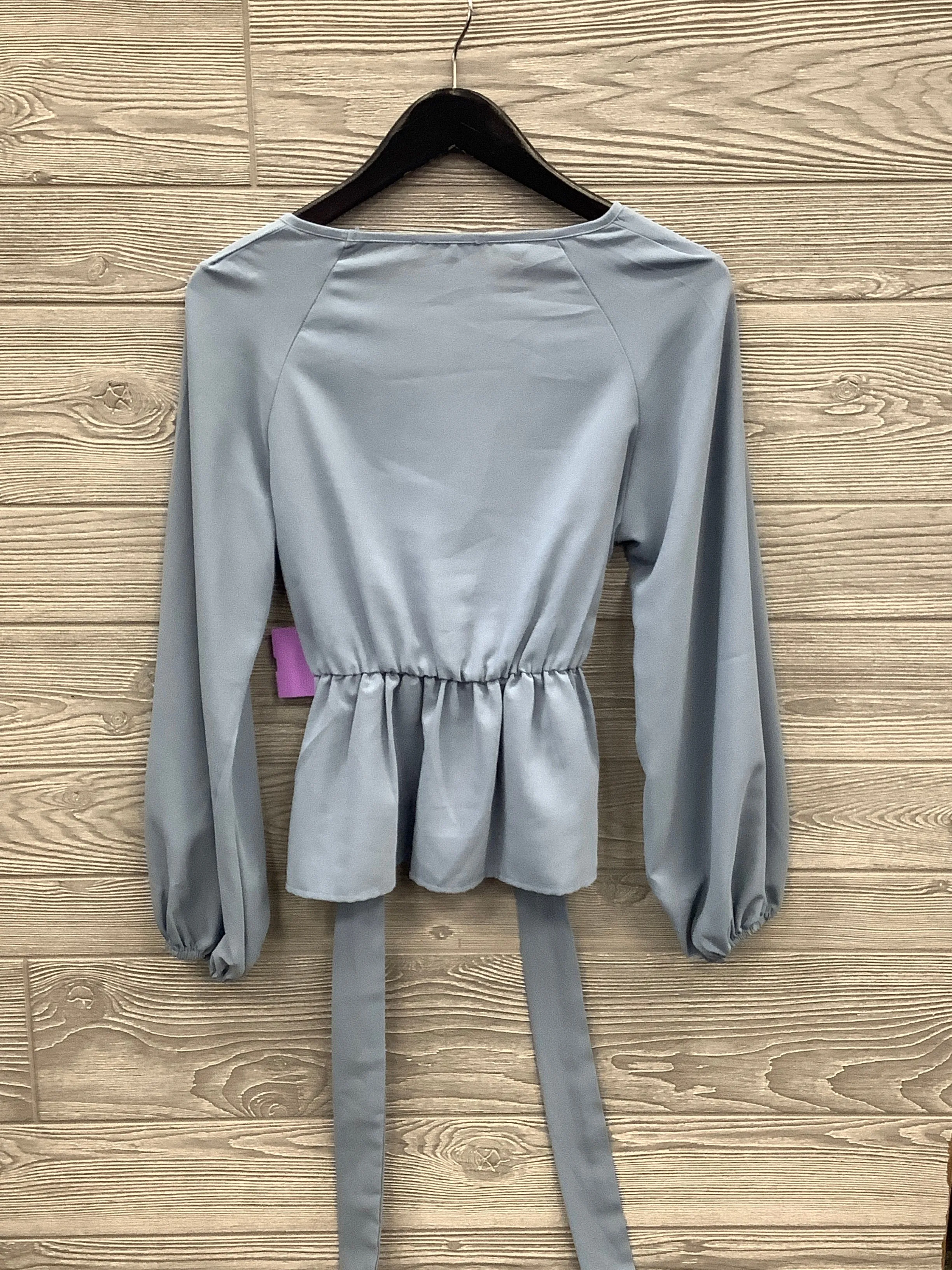 Blue Blouse Long Sleeve Shein, Size S