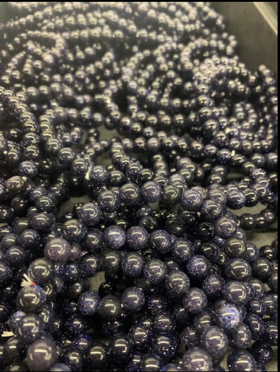 Blue Goldstone Bead Bracelet (8mm)