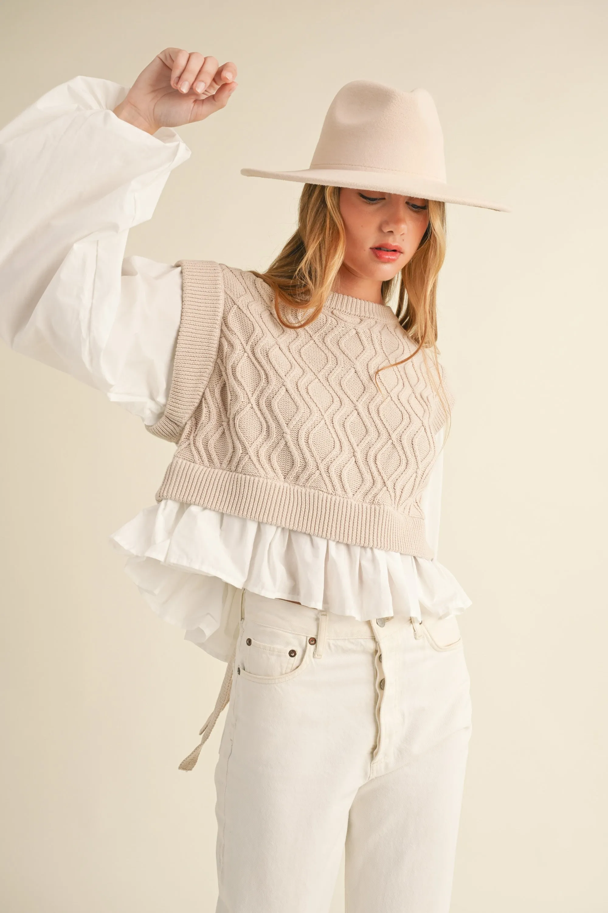 Braxton Sweater Blouse - Taupe