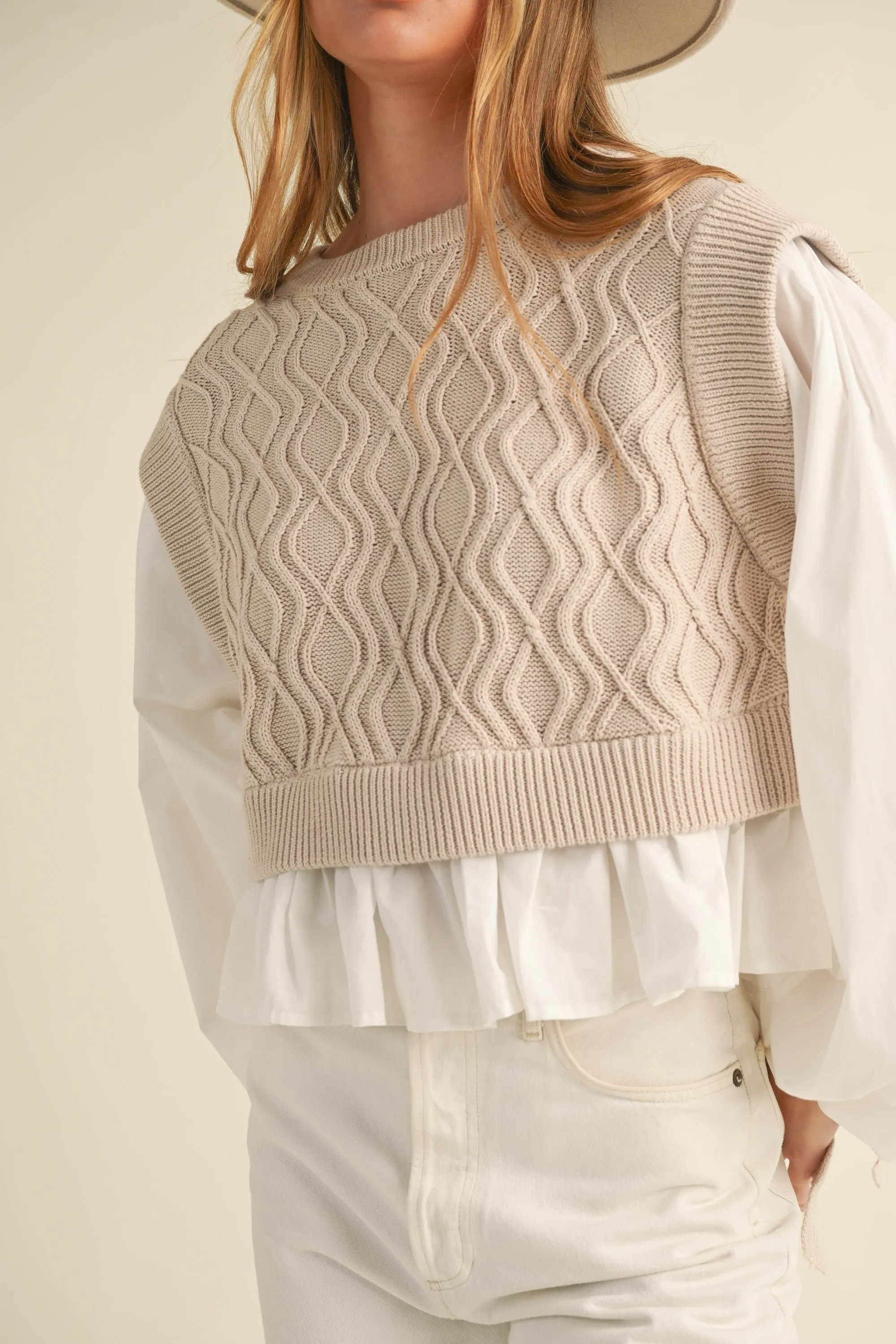 Braxton Sweater Blouse - Taupe