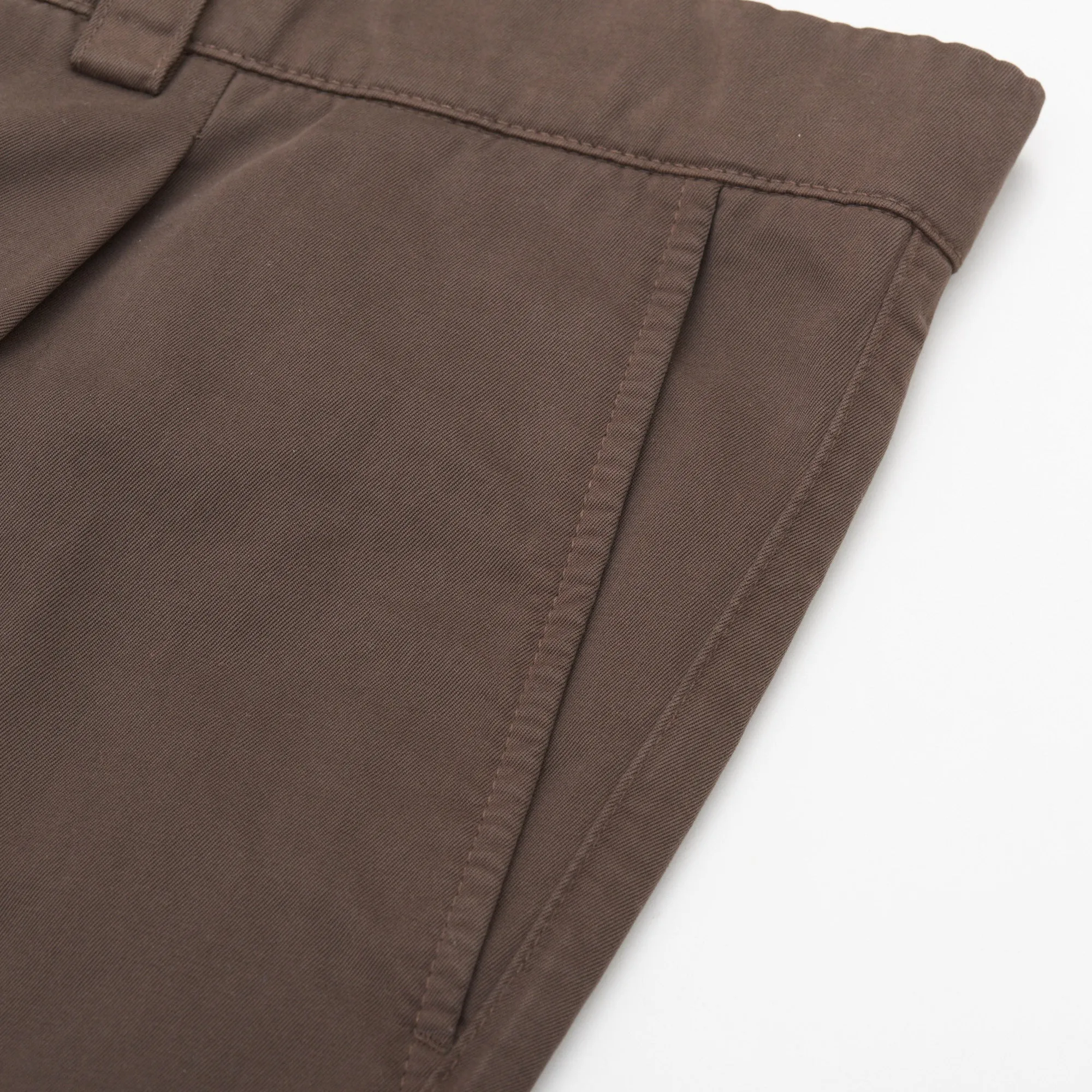 BRUNELLO CUCINELLI Brown Twill Cotton Single Pleated Pants EU 54 US 38 Slim Fit