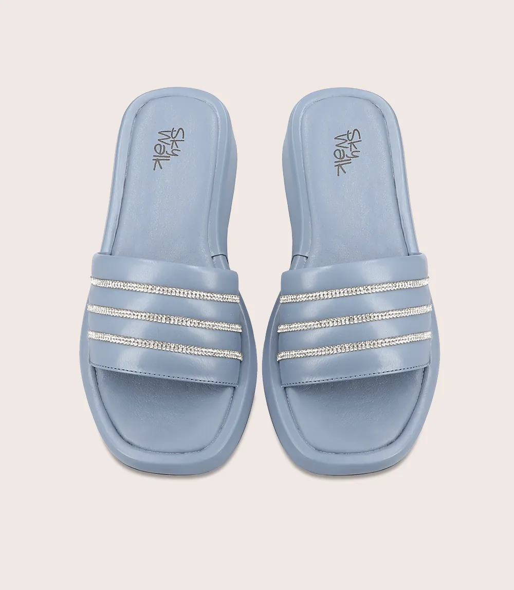 BW7354-BLUE-Women Comfort Slipper