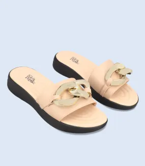 BW7372-BEIGE-Women Comfort Slipper