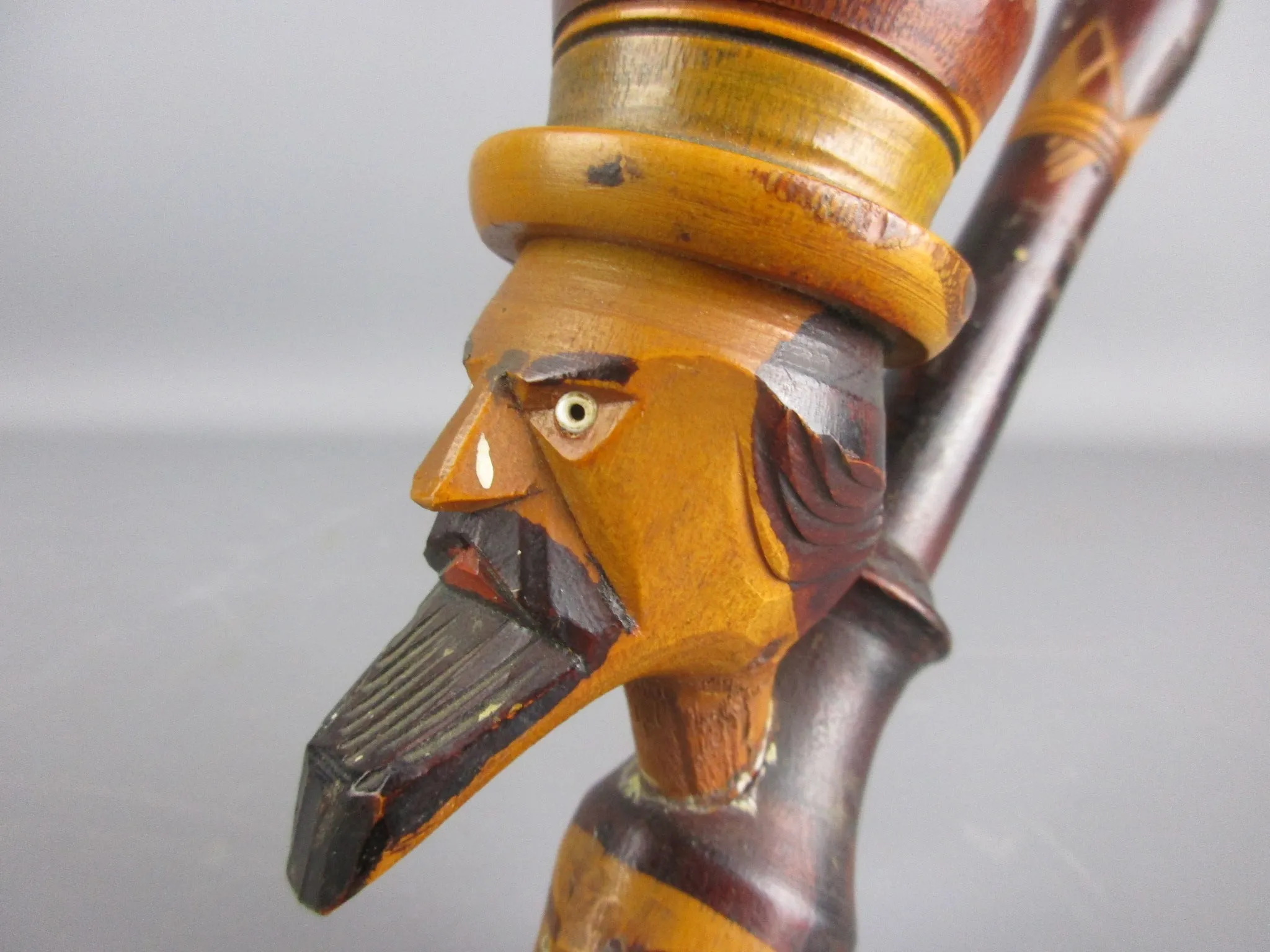 Carved Double Headed Wooden Pipe Depicting 'The Tyrant' Vintage c1960