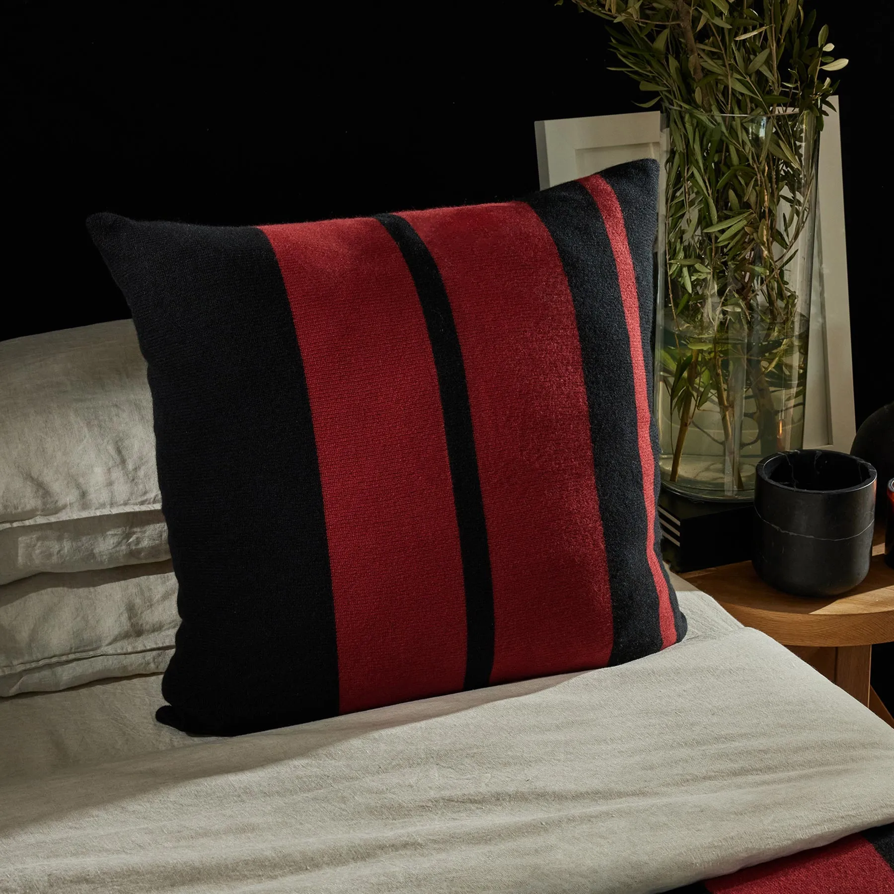 Cashmere Stripe Sham - Black/Sunstone