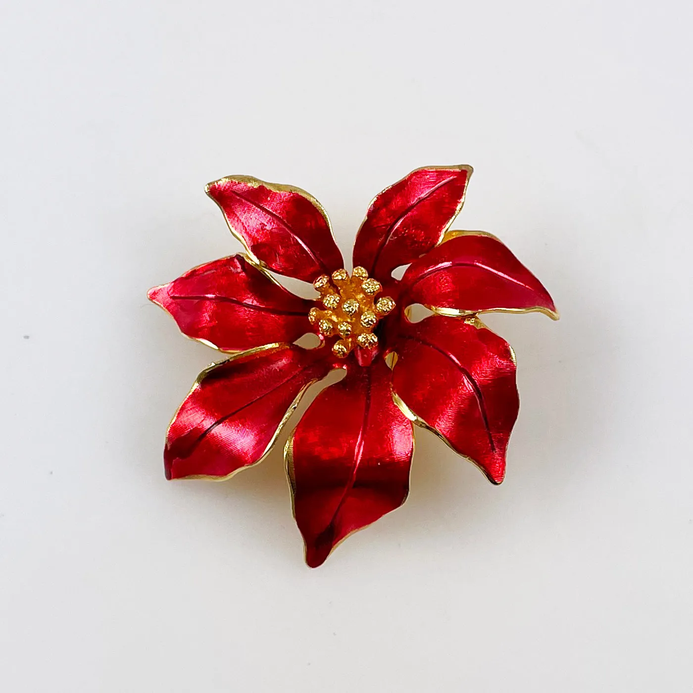 Cerrito Poinsettia Brooch Vintage Floral Holiday