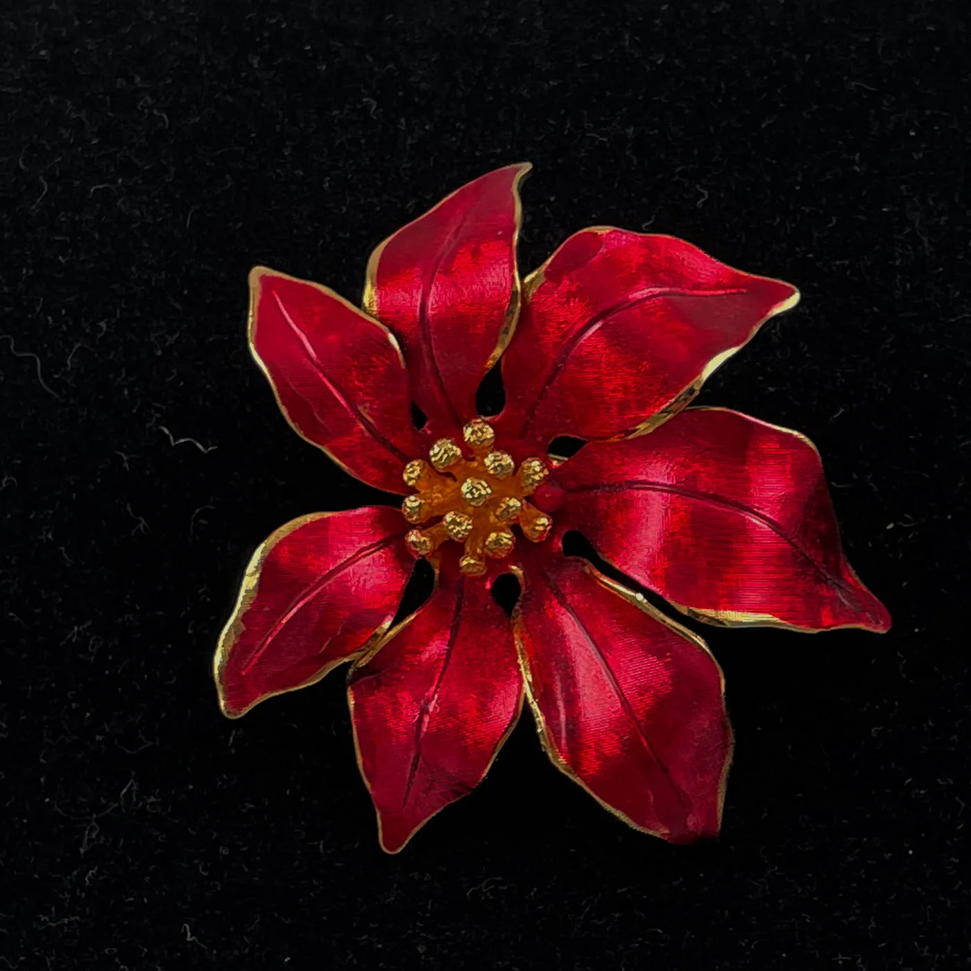 Cerrito Poinsettia Brooch Vintage Floral Holiday