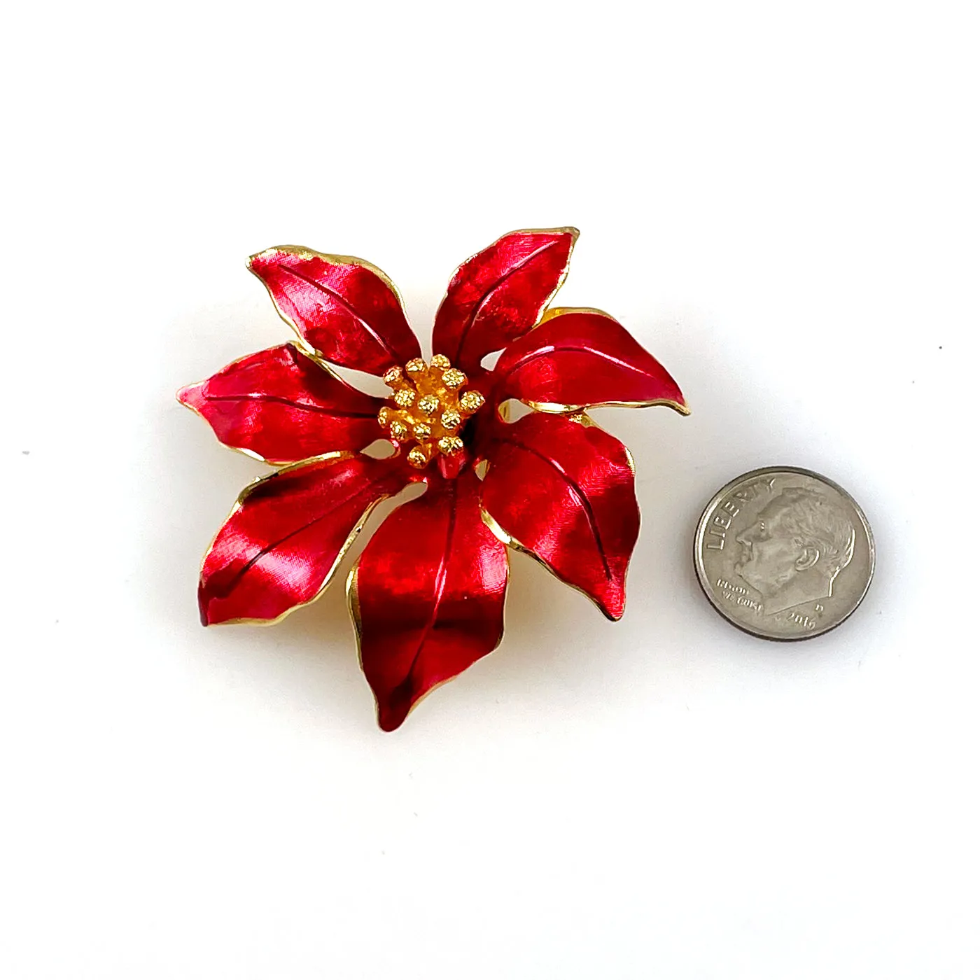 Cerrito Poinsettia Brooch Vintage Floral Holiday