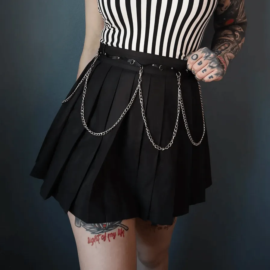 Chained Mini Pleated Skirt