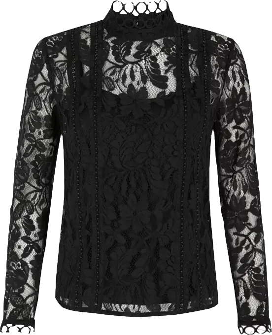 Coast Black Fay Beaded Lace High Neck Blouse BNWT UK 6