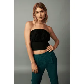 Current Air Pleated Tube Top in Black