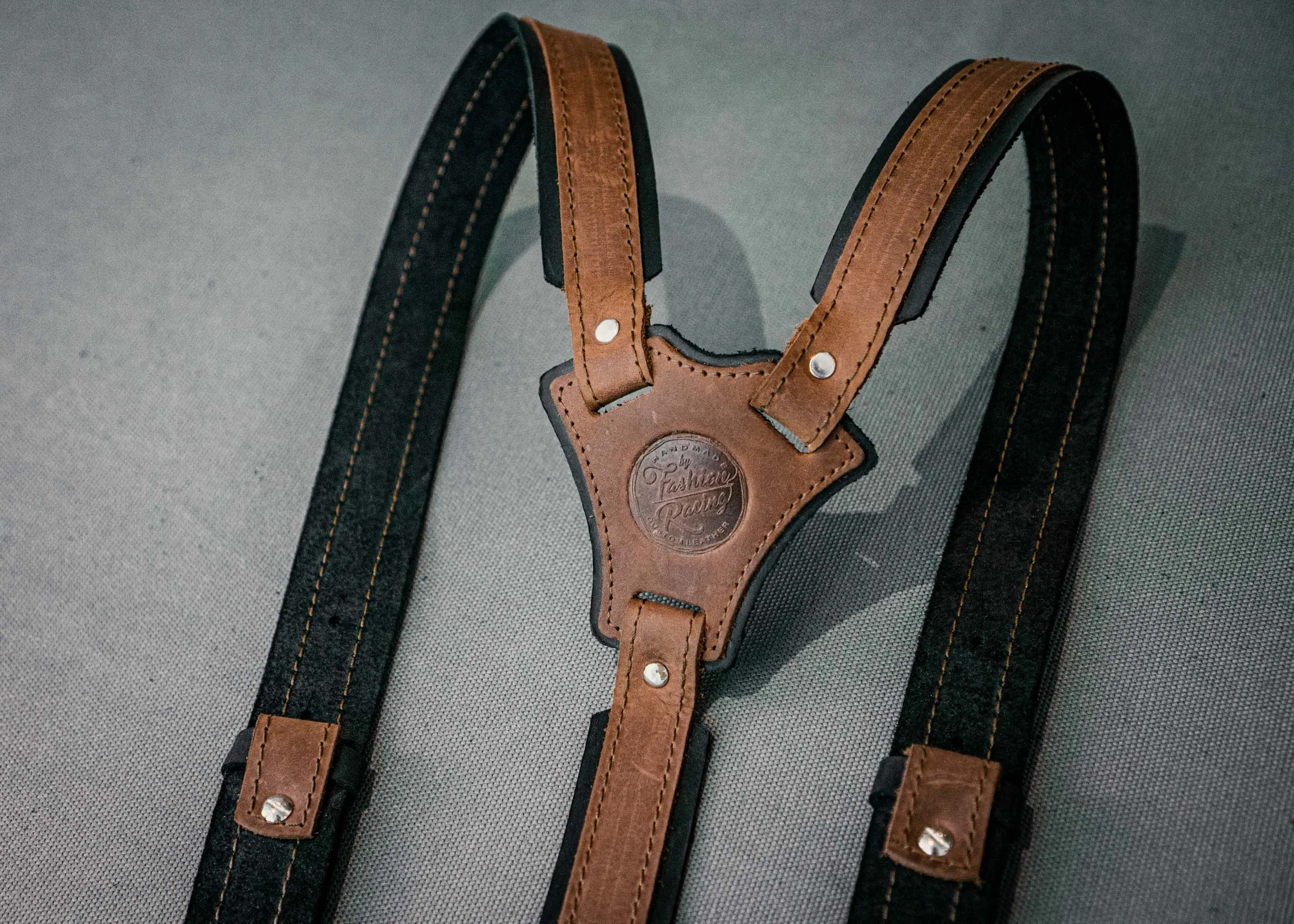 Custom Strong Leather Suspenders | Men's Brown Leather Suspenders