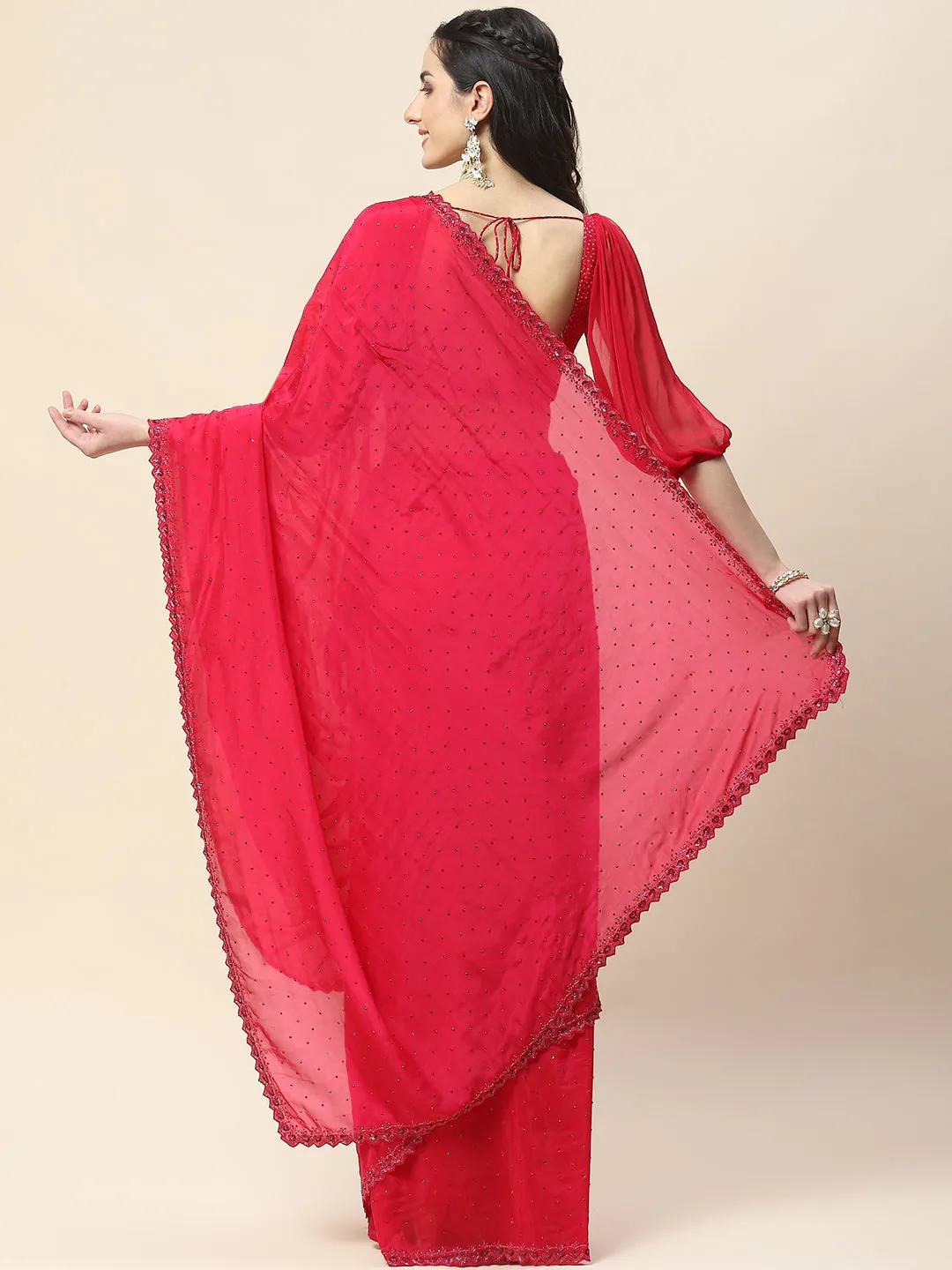 Cutdana Embroidery Organza Saree