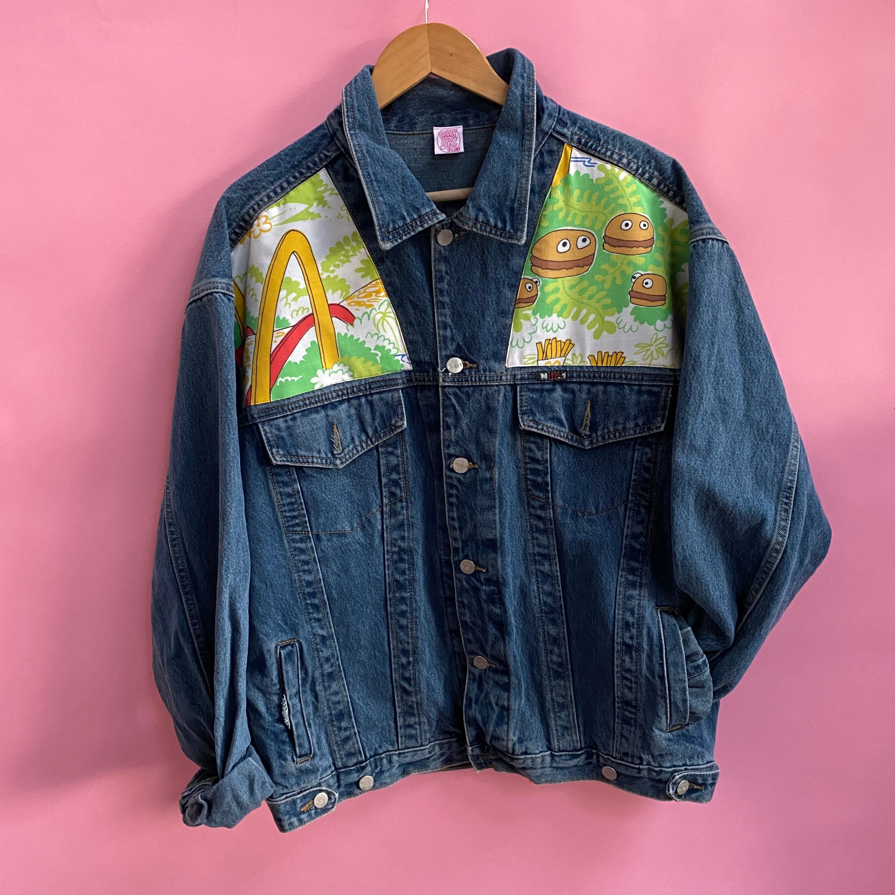 Denim Jacket made with Reworked Duvet Cover.