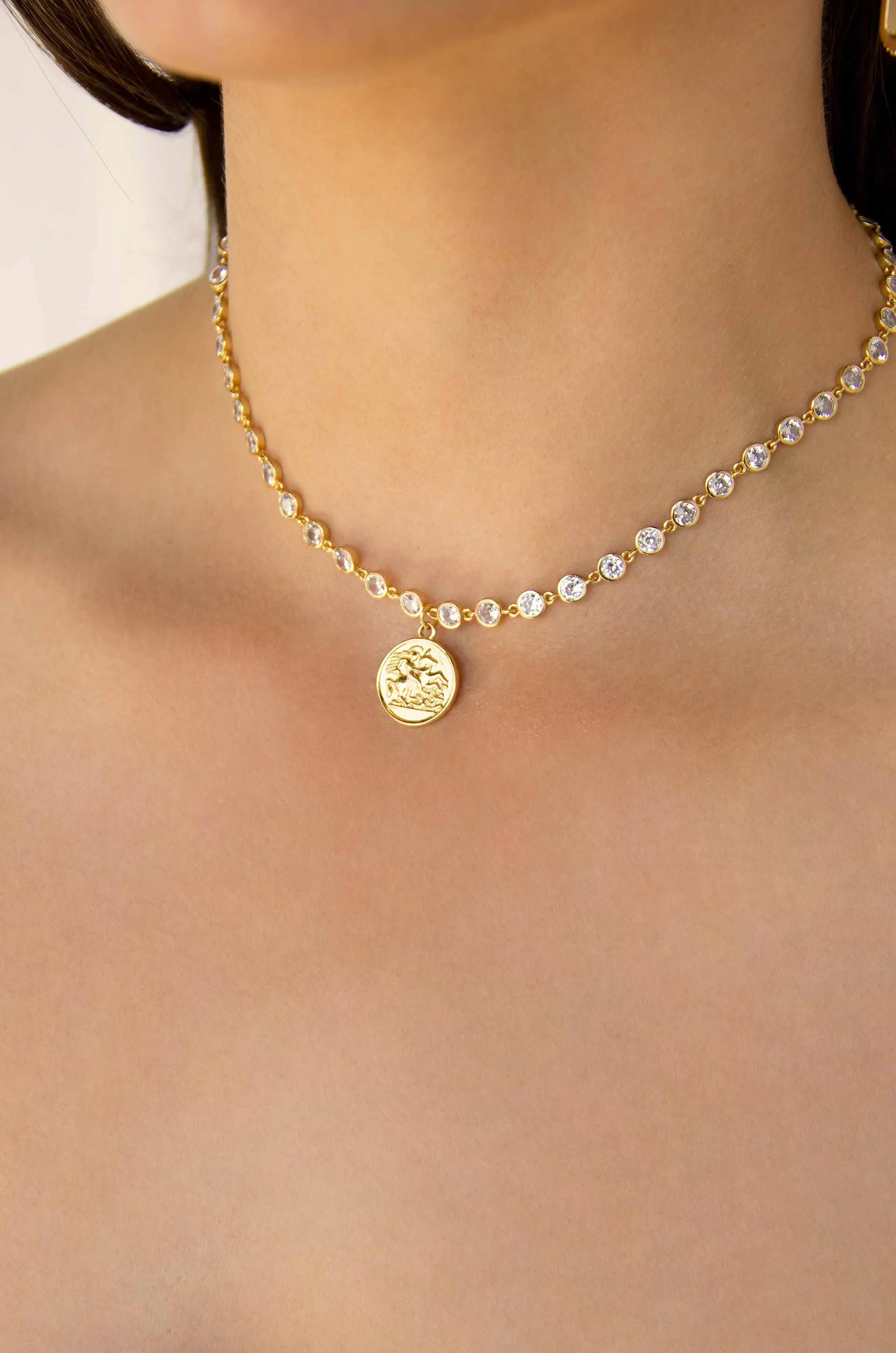 Destination Anywhere Crystal 18k Gold Plated Chain Necklace