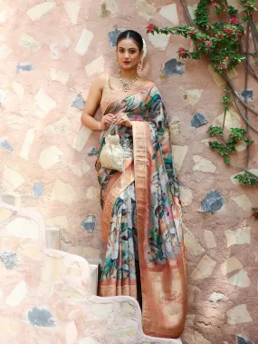 Digital Floral Printed Handloom Saree