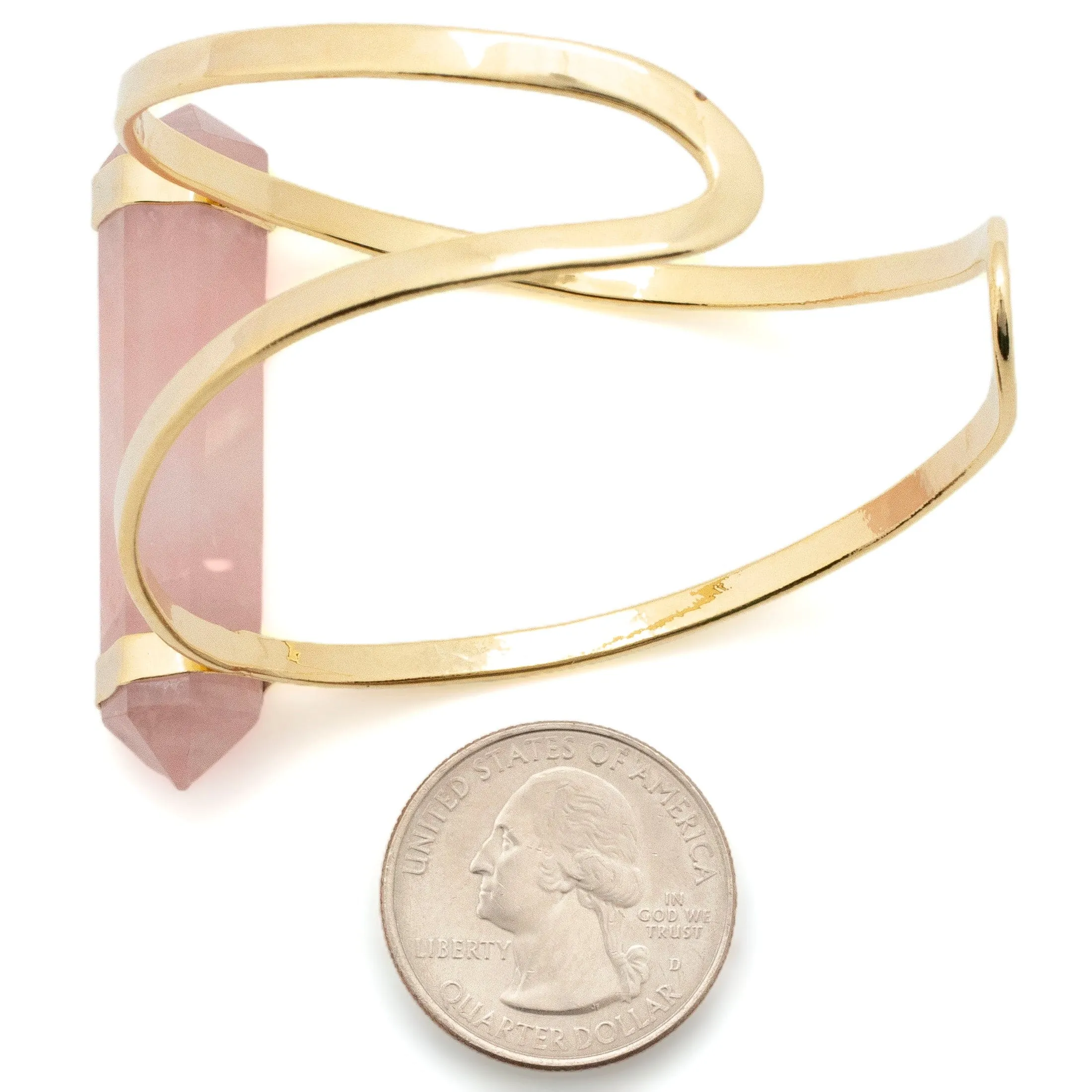 Double Terminated Rose Quartz Cuff Bracelet