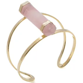 Double Terminated Rose Quartz Cuff Bracelet